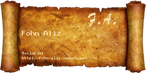 Fohn Aliz névjegykártya